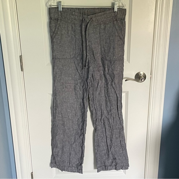 Athleta Bali heathered linen drawstring wide leg Pants 47157 - Picture 2 of 15